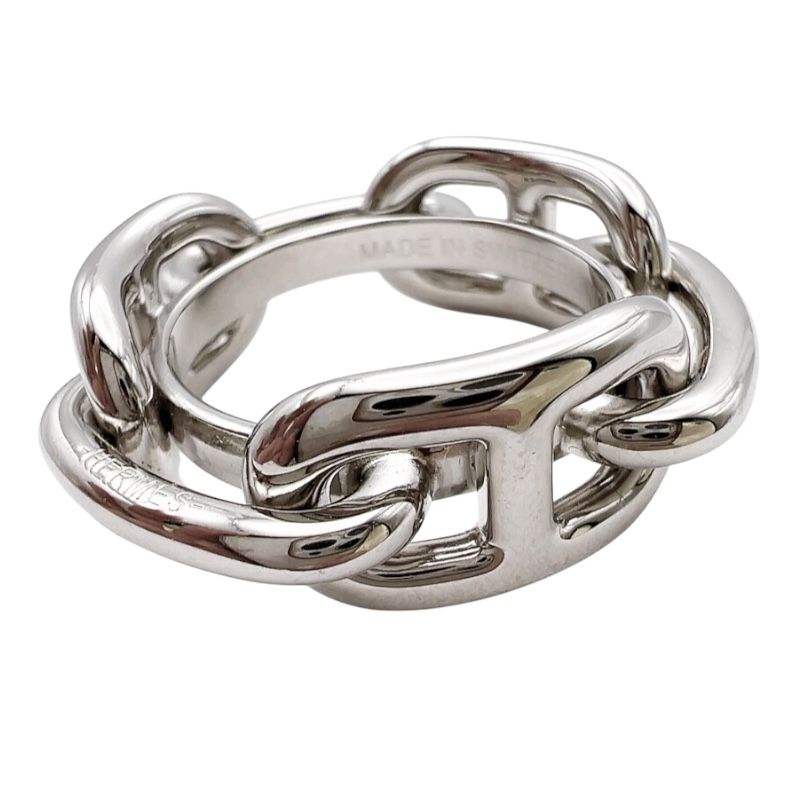 HERMES Rugade Silver Scarf Ring - Unisex Luxury Accessory
