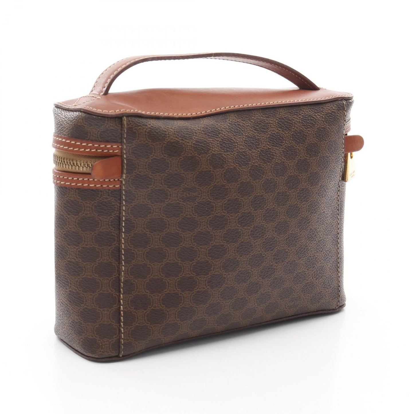 CELINE Macadam Vanity Handbag in Dark Brown PVC Canvas