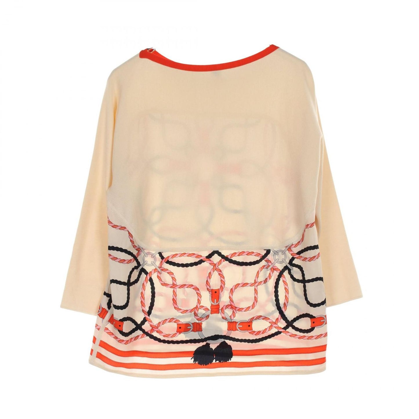 HERMES Twillene Cordeliere Beige Silk Cotton Sweater - Size 42