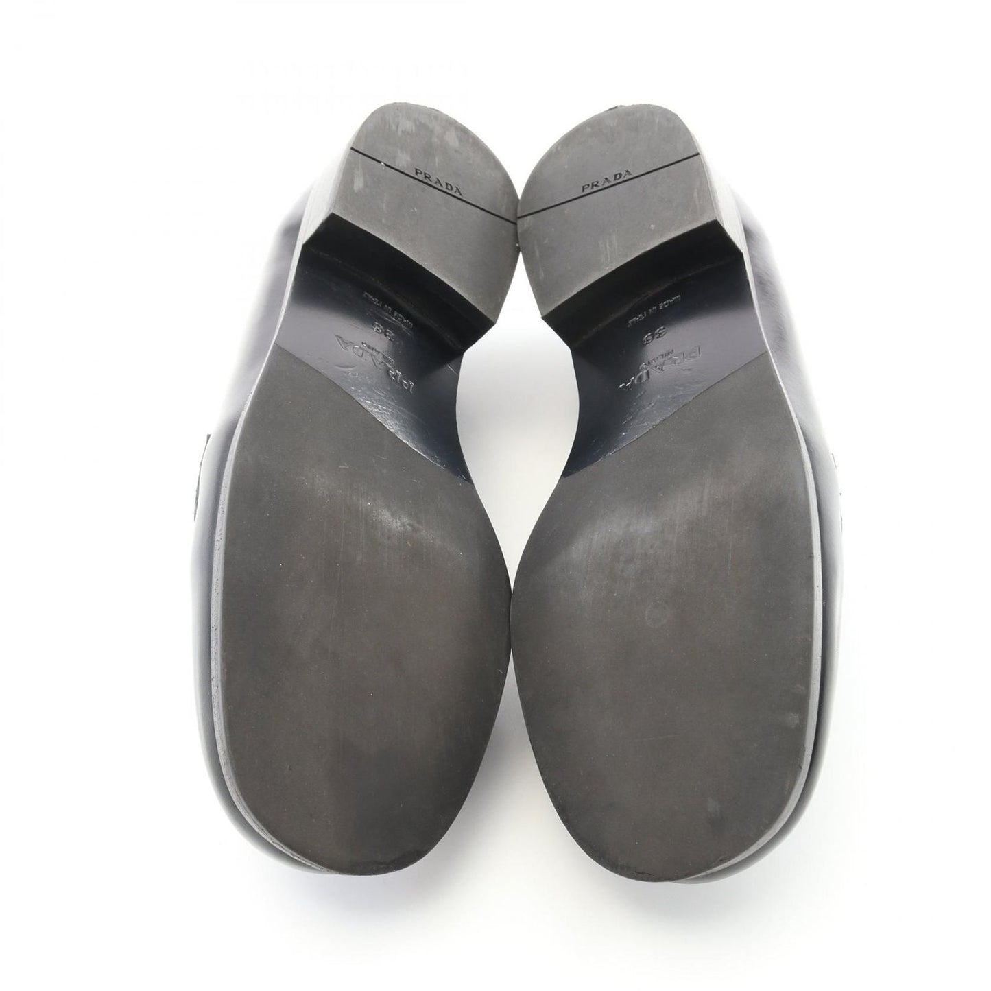 PRADA Triangle Logo Leather Loafers - Timeless Elegance