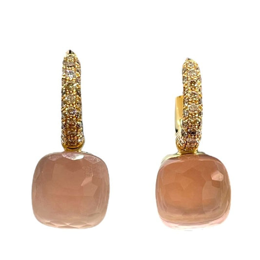 Pomellato Nude Rose Quartz & Brown Diamond Earrings in 750PG