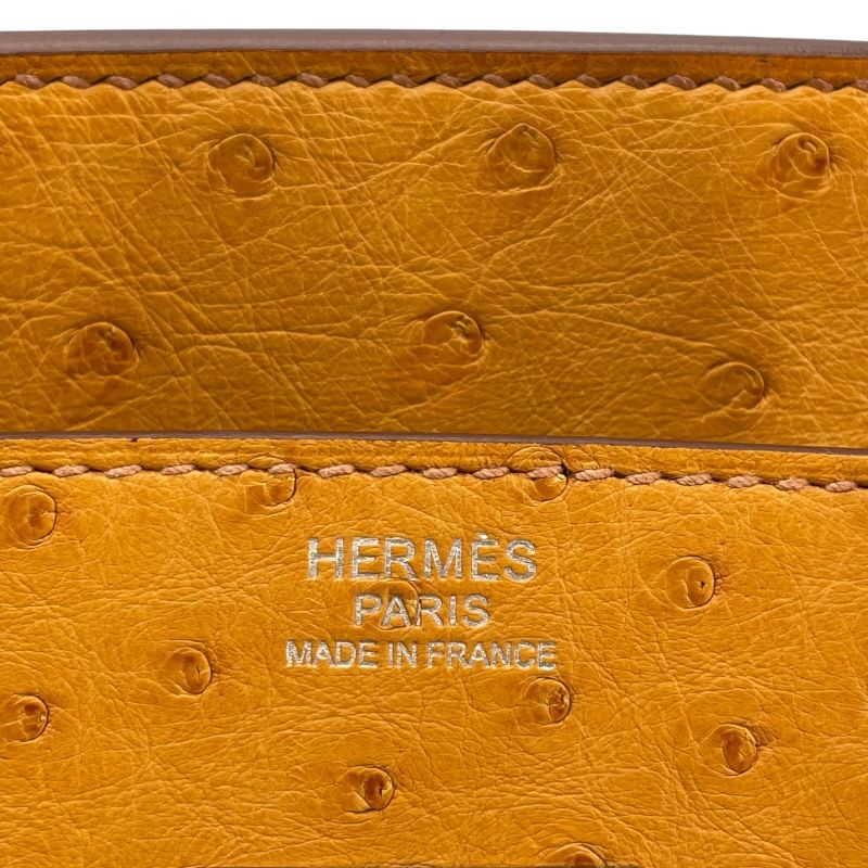 HERMES Birkin 30 Y Stamp Saffron Ostrich Handbag with Silver Hardware