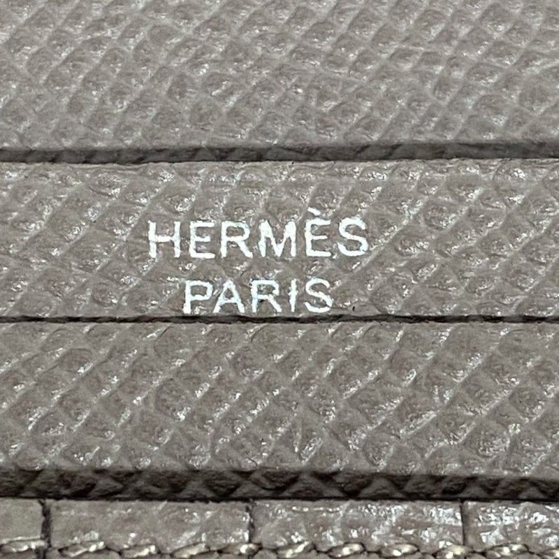 HERMES Béarn Compact Wallet in Gris Asphalte with Silver Hardware