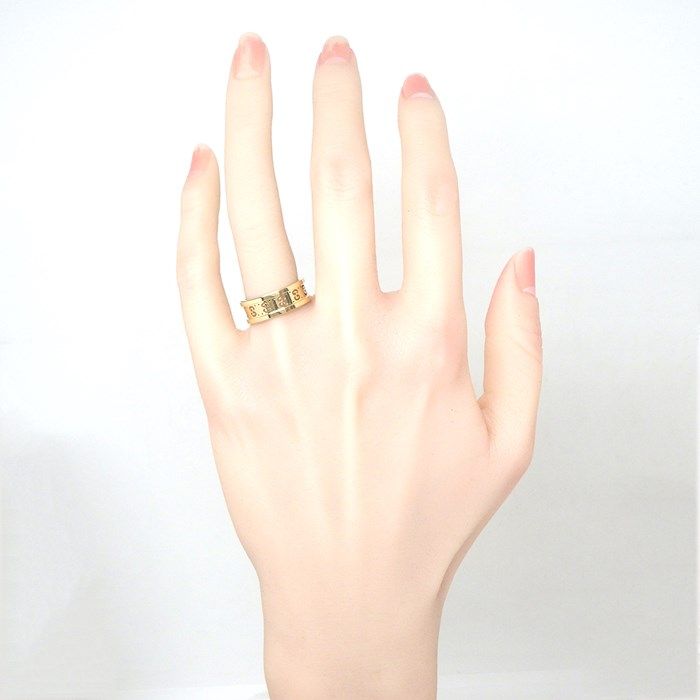 GUCCI Icon Twirl Scroll GG Logo K18YG Ring - Size 11