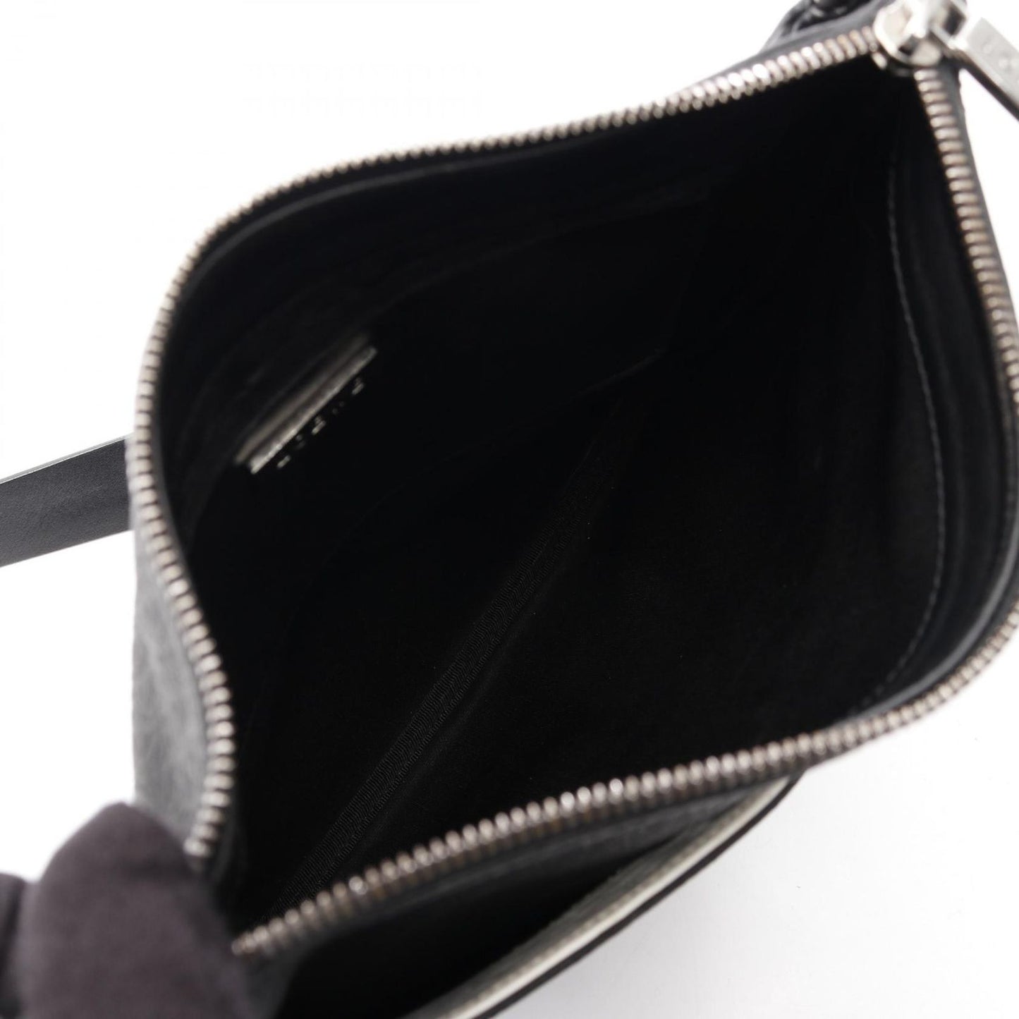 LOEWE Black Leather Repeat Anagram Shoulder Bag - Unisex