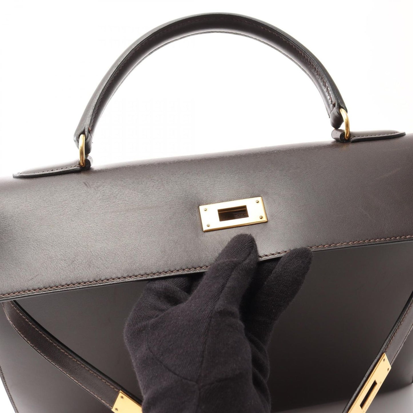 HERMES Kelly 35 Handbag in Ebeve Calfskin - Timeless Elegance
