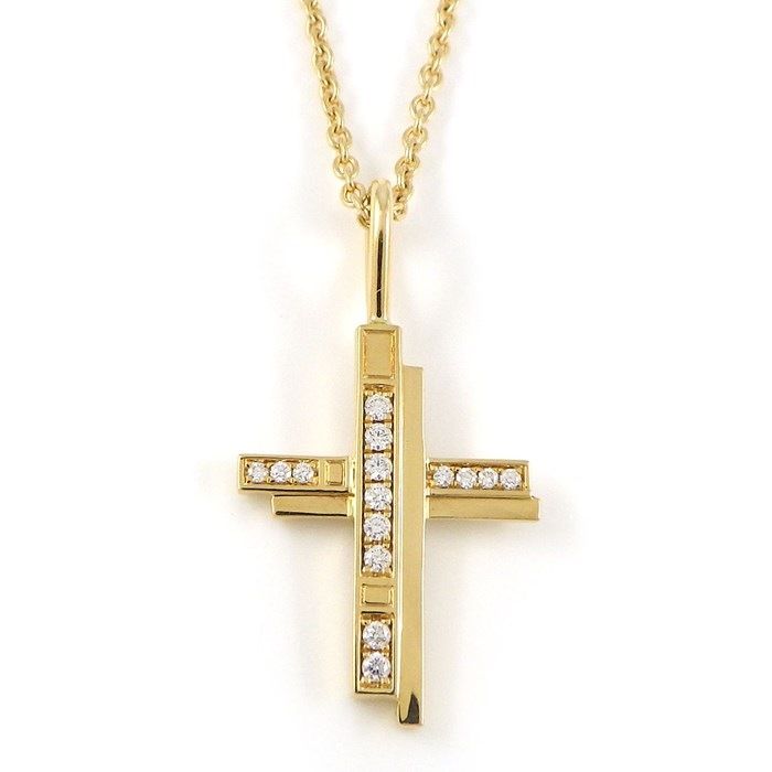 HARRY WINSTON Traffic Cross Charm Necklace with Diamonds
