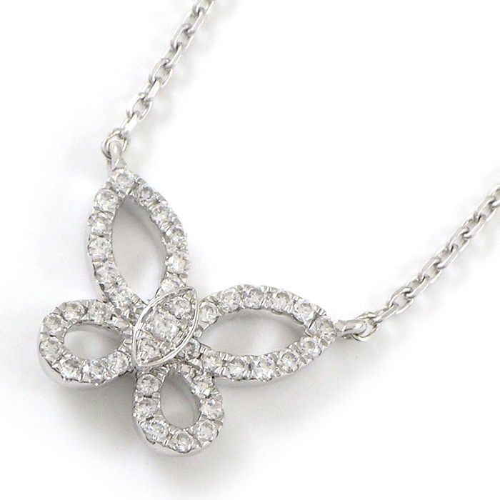 Graff Mini Butterfly Silhouette Necklace in K18WG with Diamonds