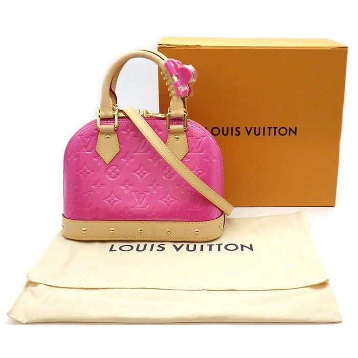 Louis Vuitton Alma BB M90611 Neon Pink Monogram Vernis Handbag