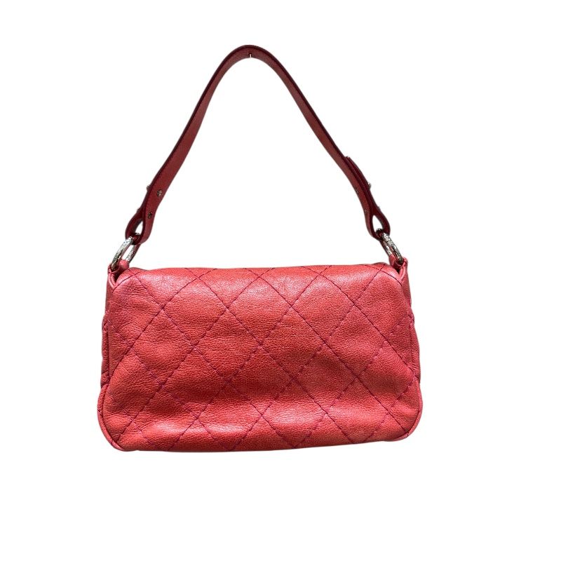 CHANEL Wild Stitch One-Shoulder Bag in Red with Silver Hardware