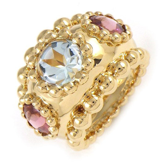 CHANEL Three Symbol Ring with Aquamarine & Pink Tourmaline