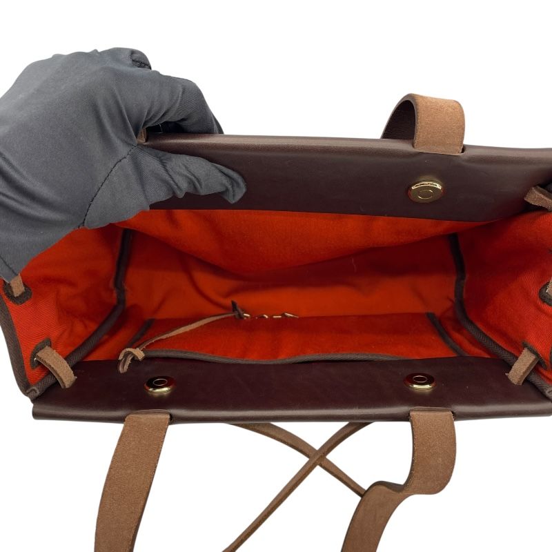 HERMES Émile Bag Cabas PM in Orange & Red with Gold Hardware