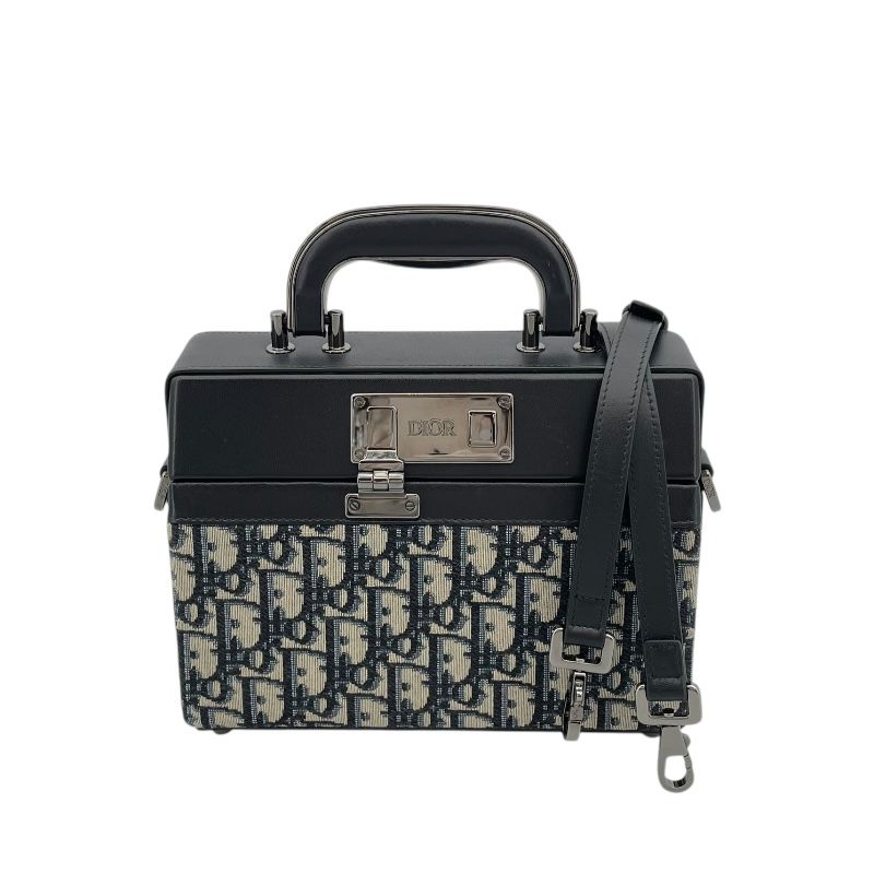 Christian Dior Mini Lockbox Oblique Jacquard Canvas/Leather Shoulder Bag