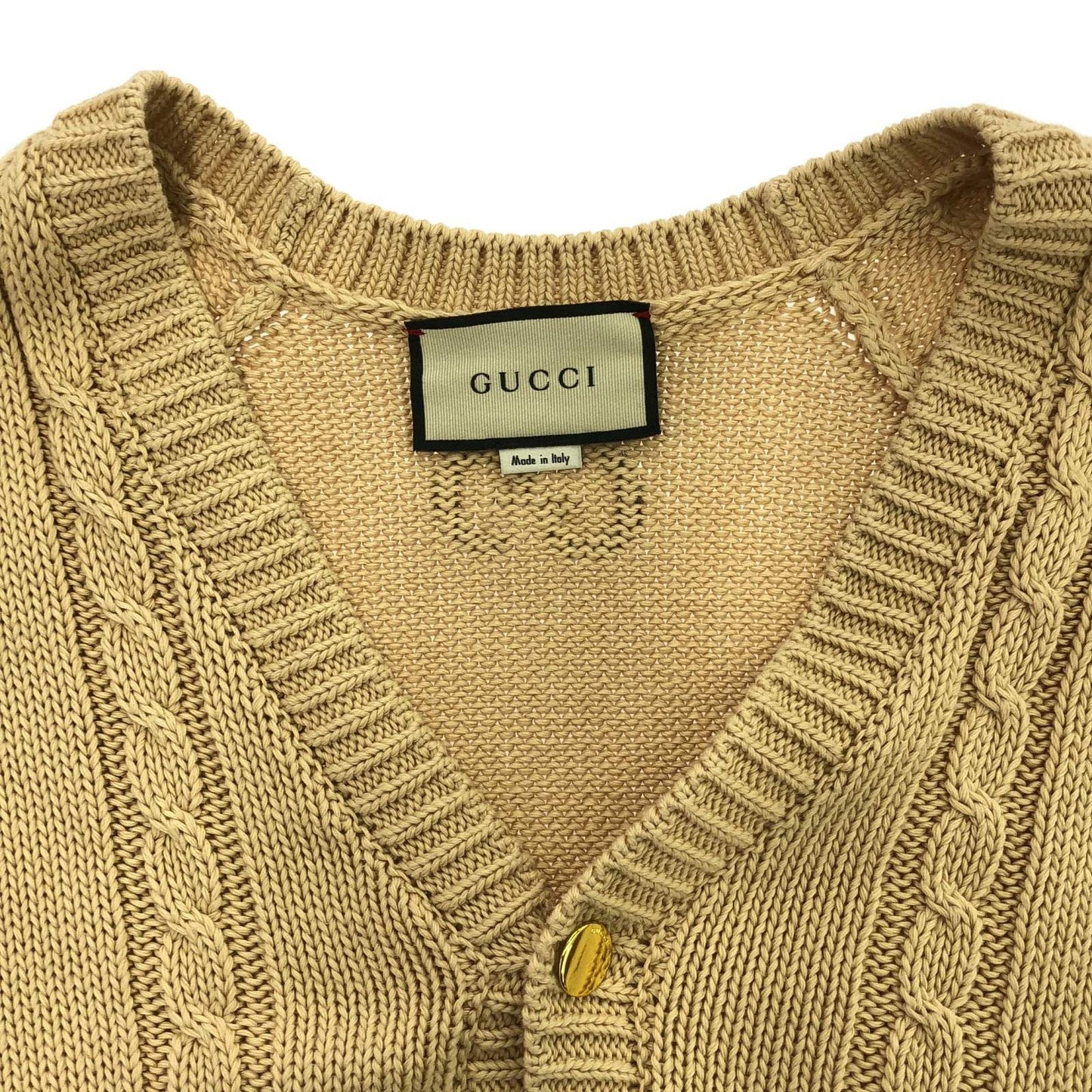 GUCCI Beige Cotton Cardigan - Timeless Elegance in XL