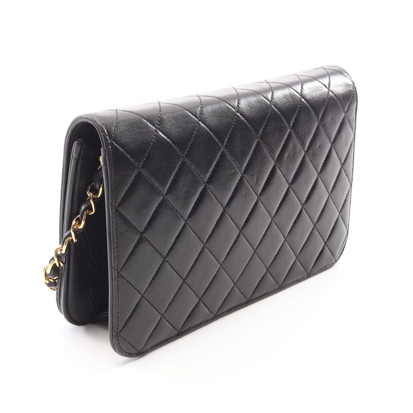 CHANEL Matelassé Single Flap Shoulder Bag in Black Lambskin