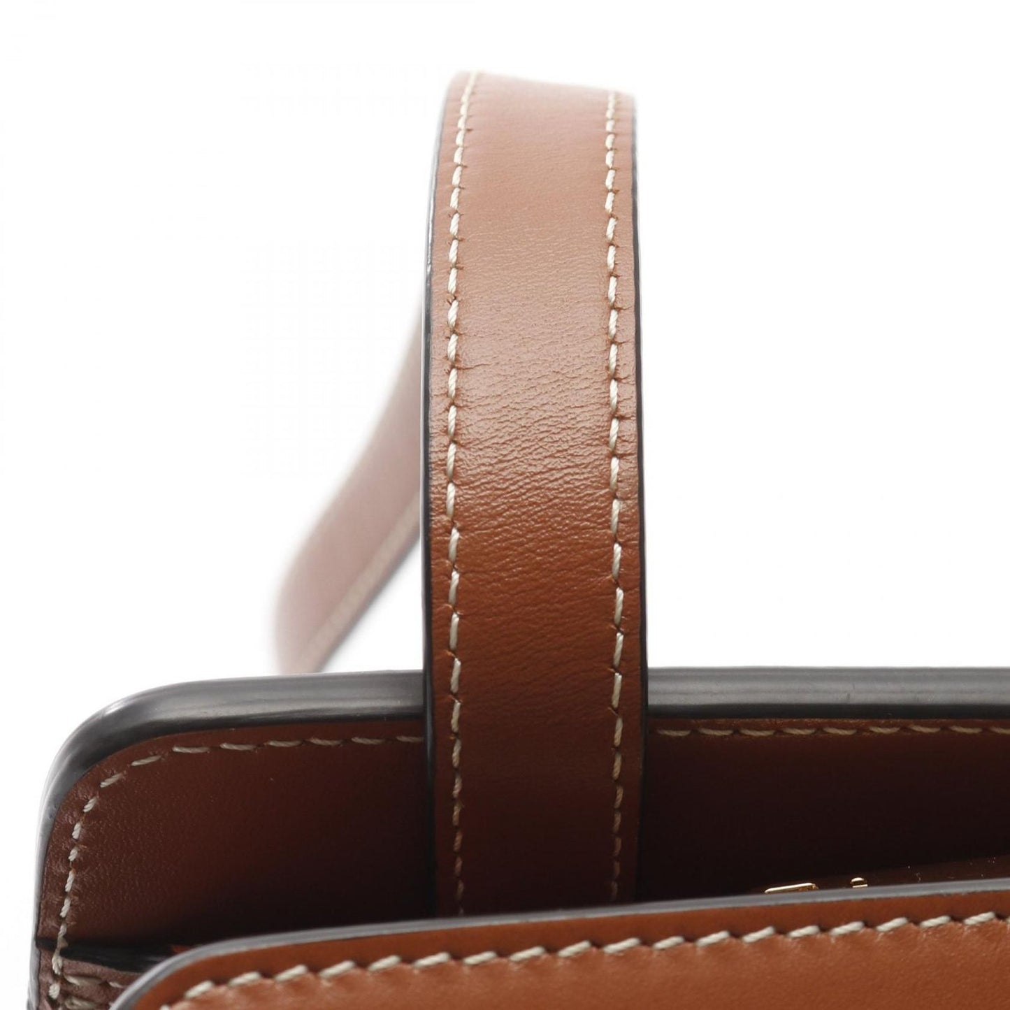 CELINE Teen Cabas Triomphe Shoulder Bag - Black/Brown PVC Canvas