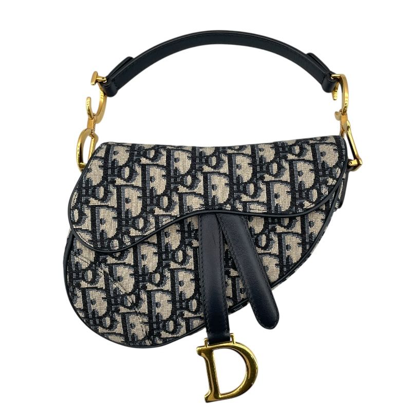 Christian Dior Vintage Mini Saddle Bag in Navy Oblique Canvas