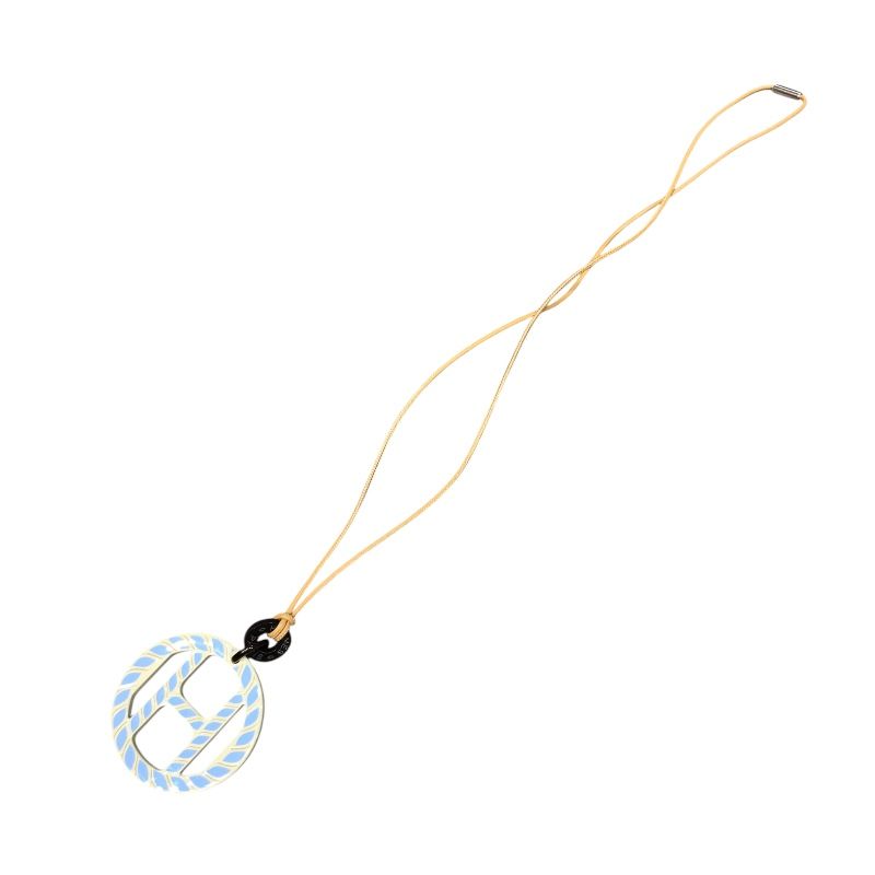 HERMES H Équipe Pendant in Beige & Light Blue Buffalo Horn