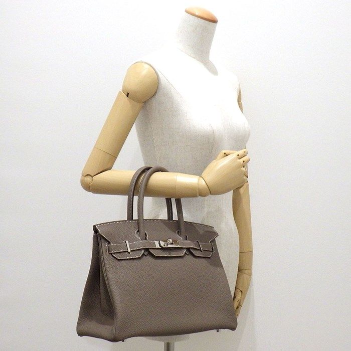 HERMES Birkin 30 Togo Bag - Etoupe with Silver Hardware, 2019