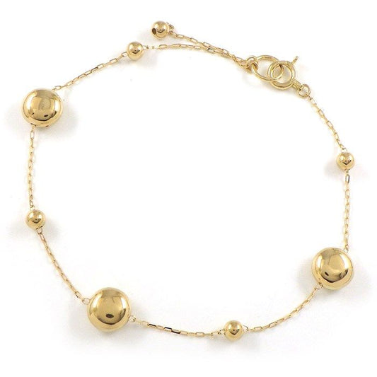K18 Yellow Gold Round Ball Motif Bracelet - Exquisite Craftsmanship