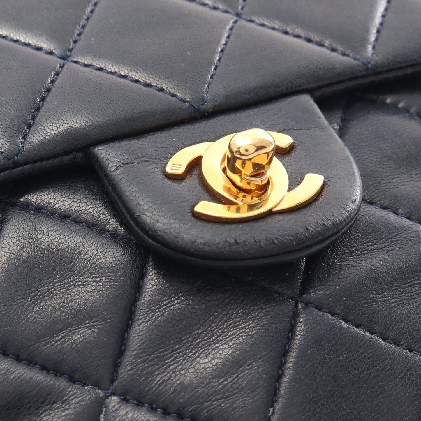 CHANEL Mini Matelassé 20 Shoulder Bag in Navy Lambskin