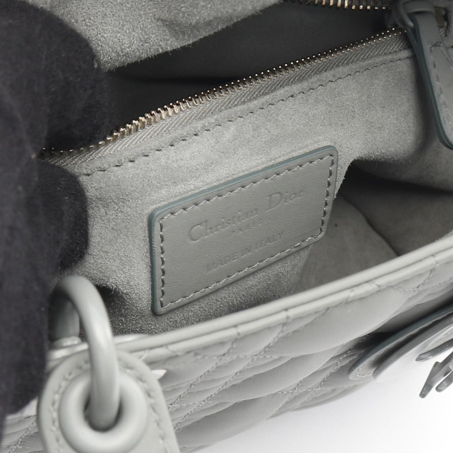 Dior Lady Dior Small Cannage Handbag in Gray Leather