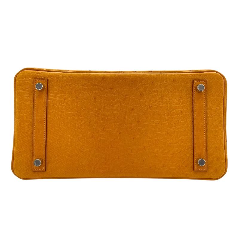 HERMES Birkin 30 Y Stamp Saffron Ostrich Handbag with Silver Hardware