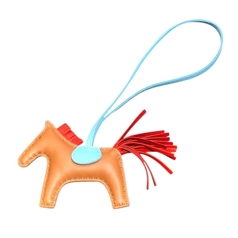 HERMES Rodeo PM Charm in Gold, Rouge Indian & Celeste