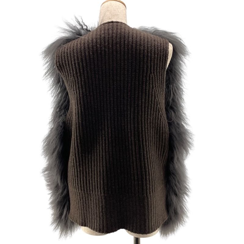 DRAWER Dark Grey Fur-Trim Knit Vest for Women - Exclusive Luxury