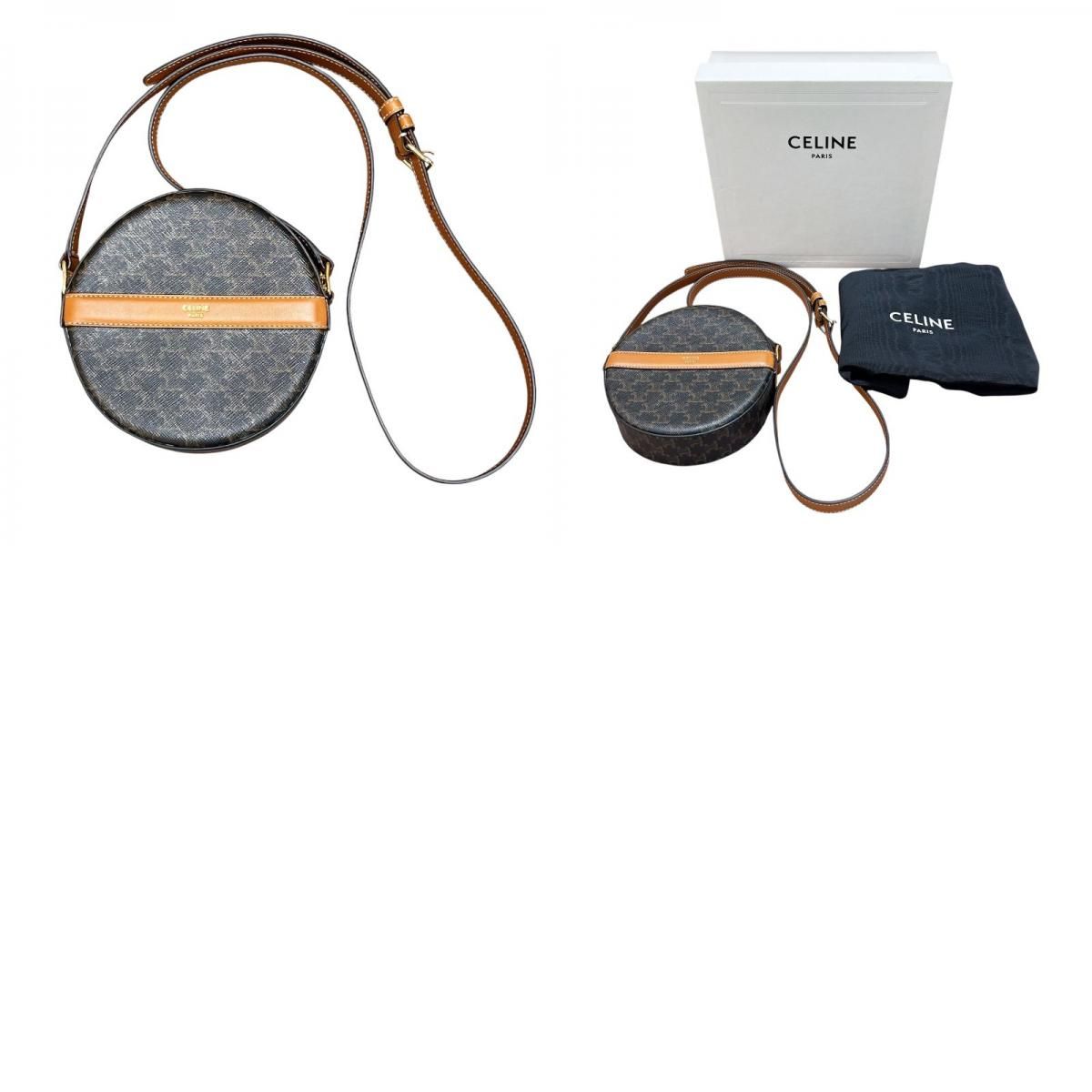 CELINE Triomphe Canvas Shoulder Bag - Brown Elegance