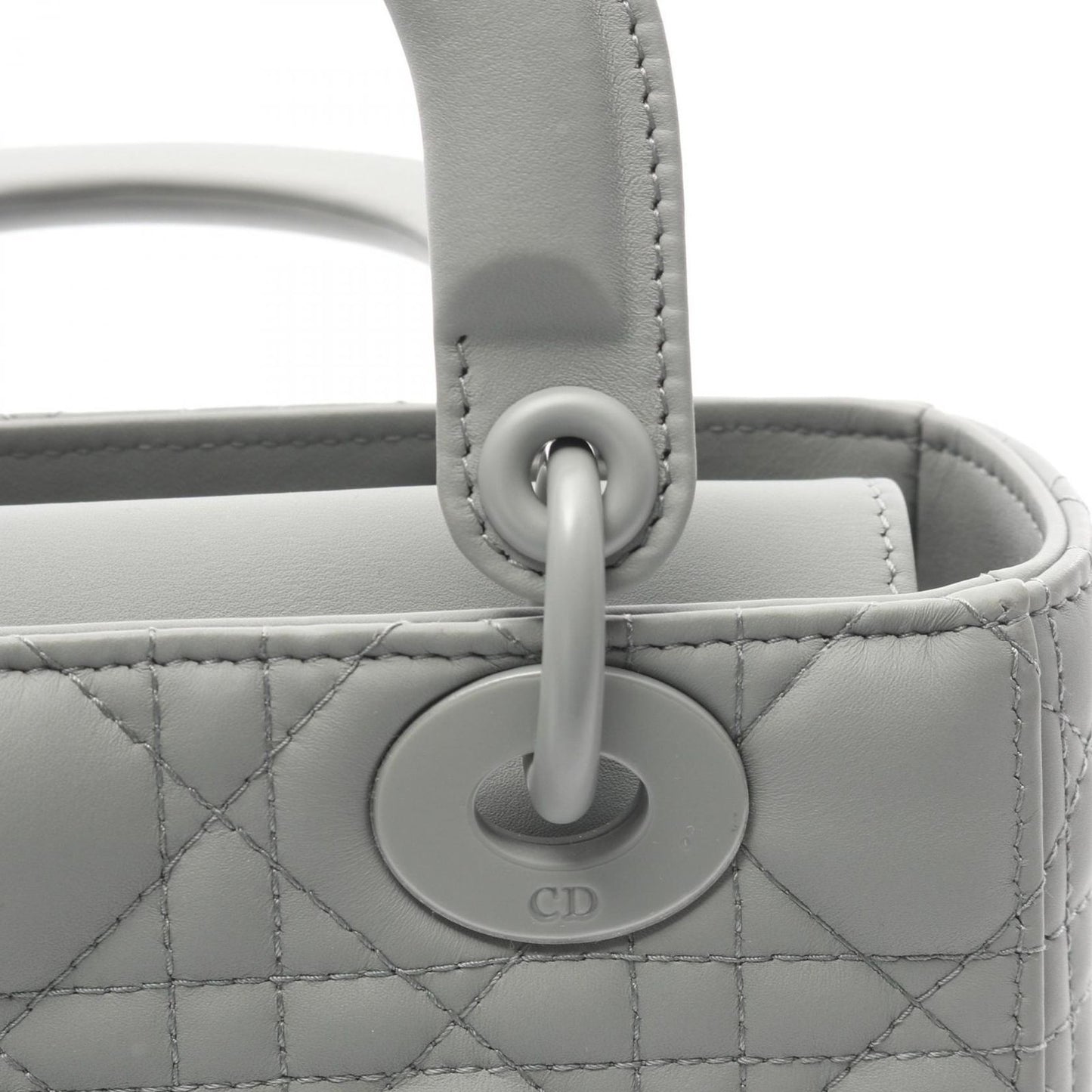 Dior Lady Dior Small Cannage Handbag in Gray Leather