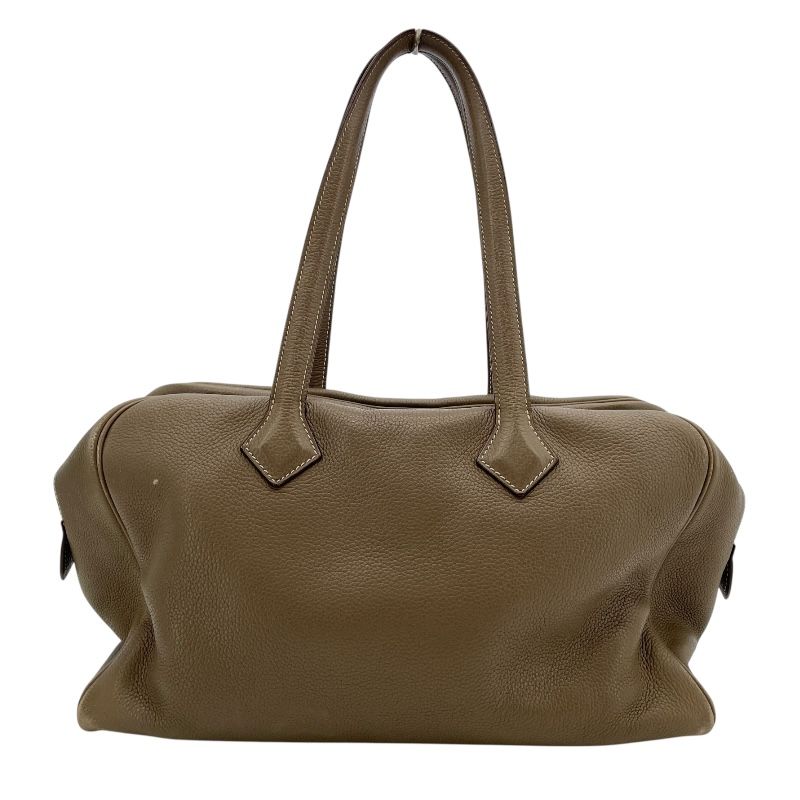 HERMES Victoria 35 Etoupe Handbag with Silver Hardware