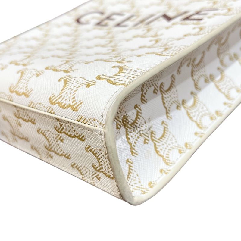 CELINE Mini Vertical Cabas 194372 White Triomphe Canvas Shoulder Bag