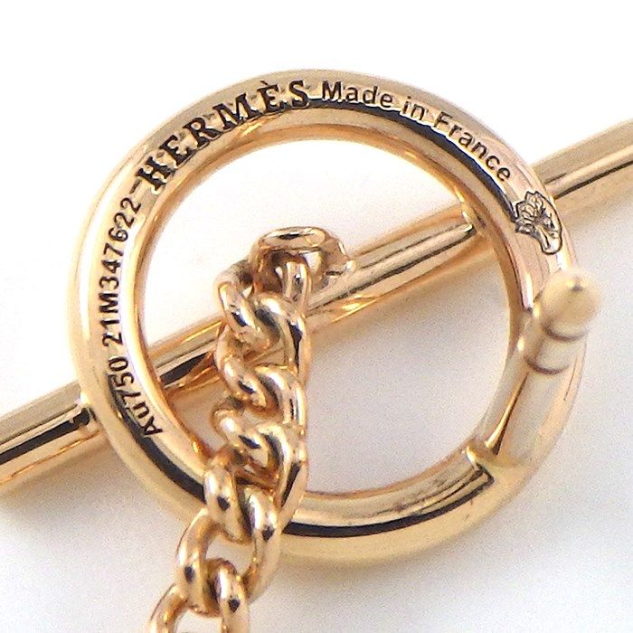 HERMES Écharpe Toggle Clasp Drop Earrings in K18 Pink Gold