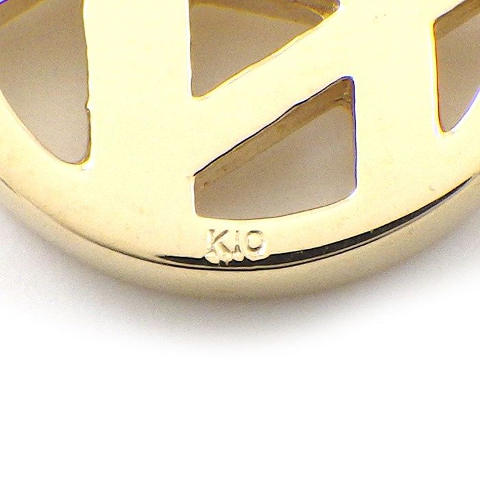K10YG Round Circle Initial Necklace - Alphabet H