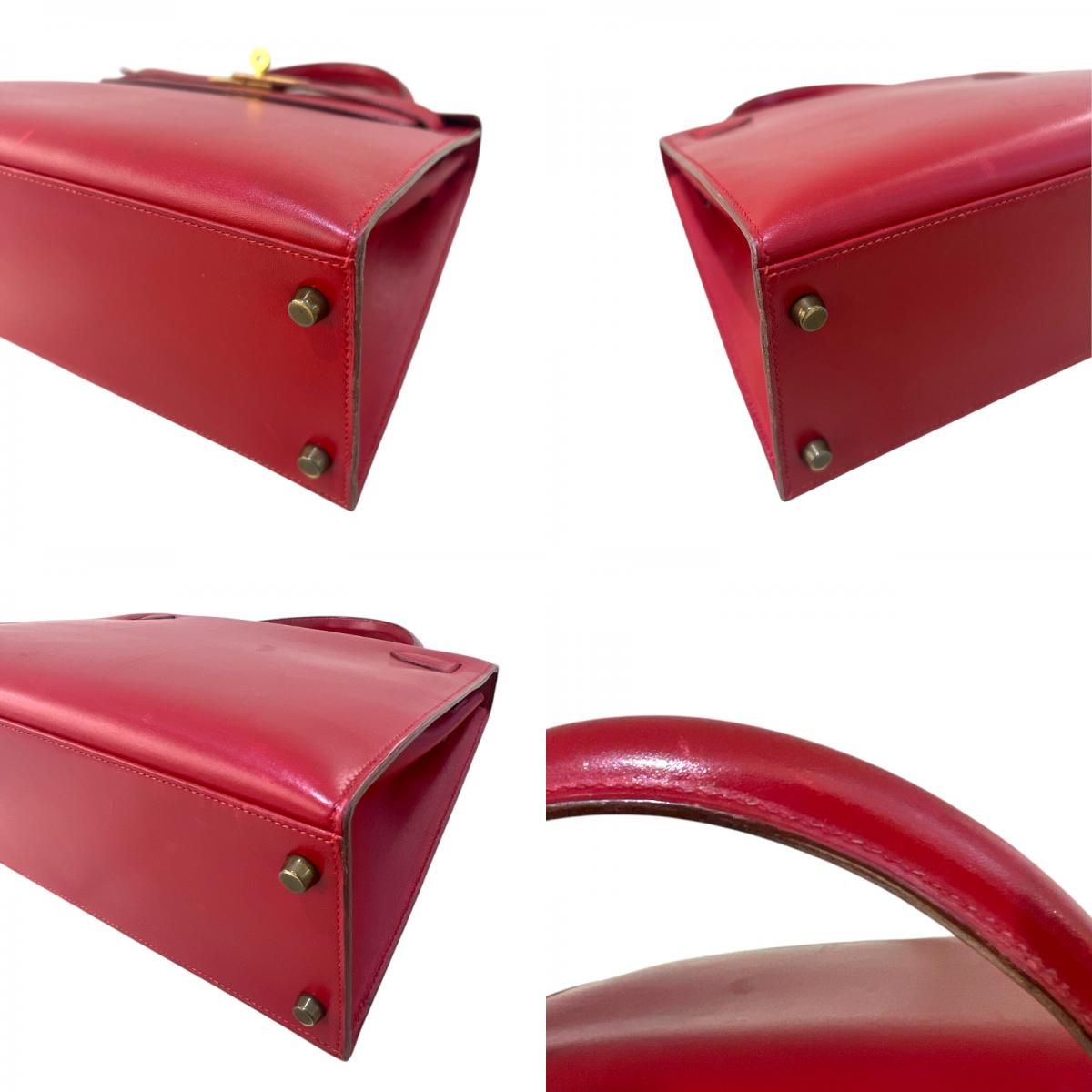 HERMES Kelly 28 Rouge Vif Handbag with Gold Hardware