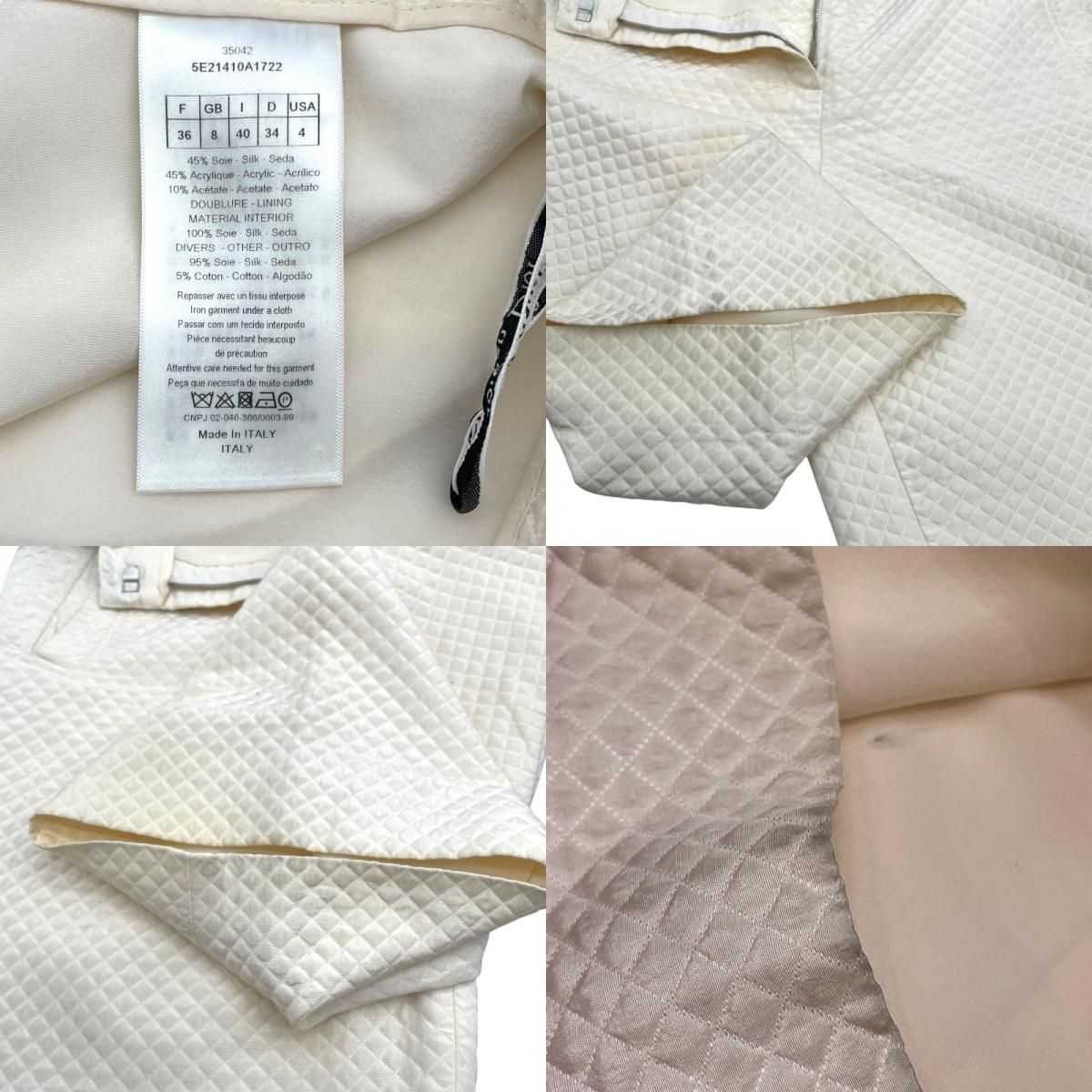 Christian Dior Quilted Silk Shorts in Cream - Size 36