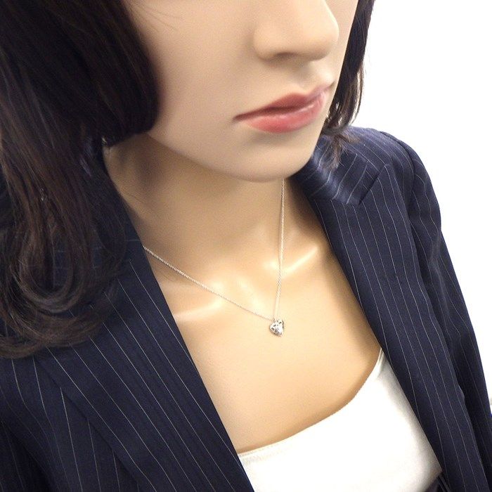 Tiffany & Co. Heart Necklace with 1 Point Diamond in K18 White Gold