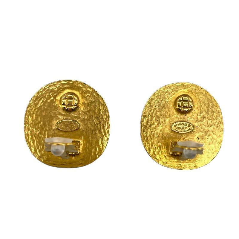 CHANEL Coco Mark Round Earrings in Gold & Yellow GP - Exquisite Elegance