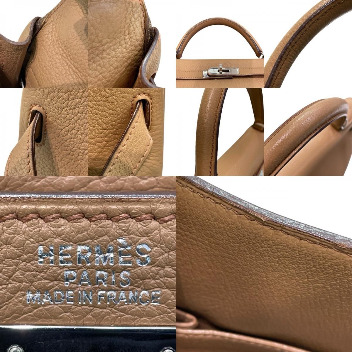 HERMES Kelly 32 Togo Leather in Tabac Camel with Silver Hardware