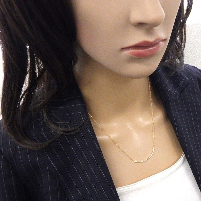 Tiffany & Co. T Smile Small Necklace in K18 Pink Gold