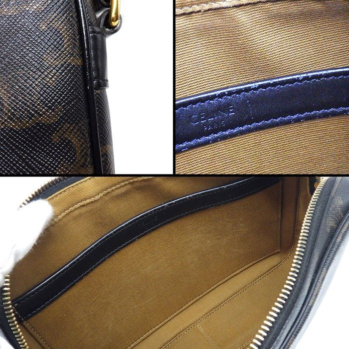 CELINE Medium Messenger Bag in Black Trionf Canvas & Calfskin