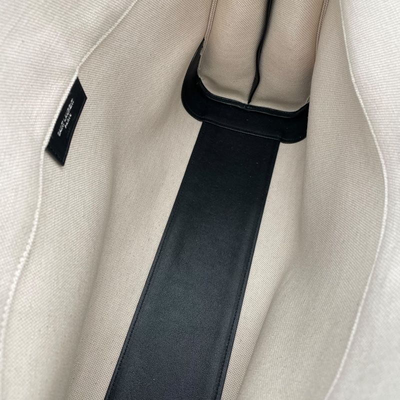 SAINT LAURENT Large Sac De Jour Tote in Natural/Black Canvas