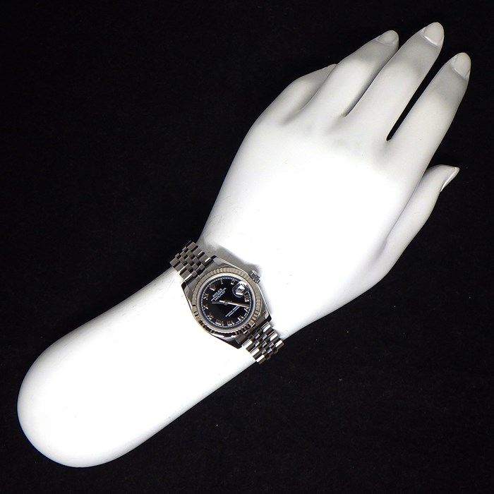 Rolex Lady-Datejust 26 179174 - Black Dial, White Gold & Steel