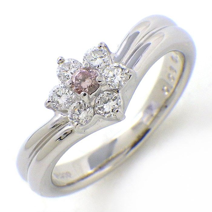 STAR JEWELRY Flower Ring with Pink Diamond & Diamonds - PT900