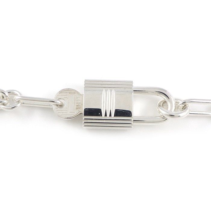 HERMES Alpha Kelly Padlock Key Chain Necklace in Silver 925