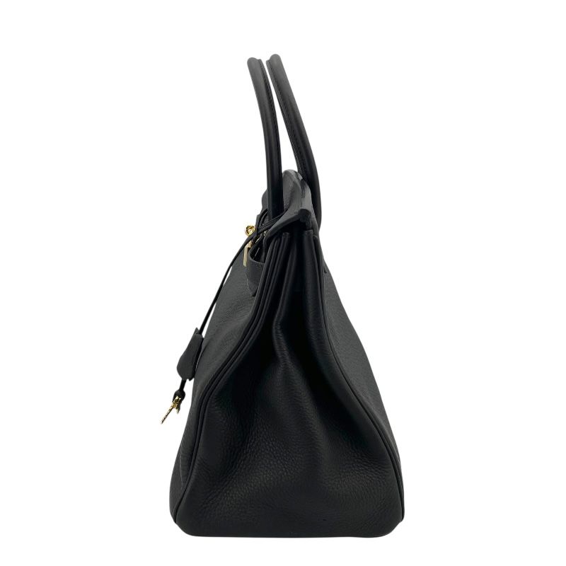 HERMES Birkin 35 Black Fjord Leather Handbag with Gold Hardware