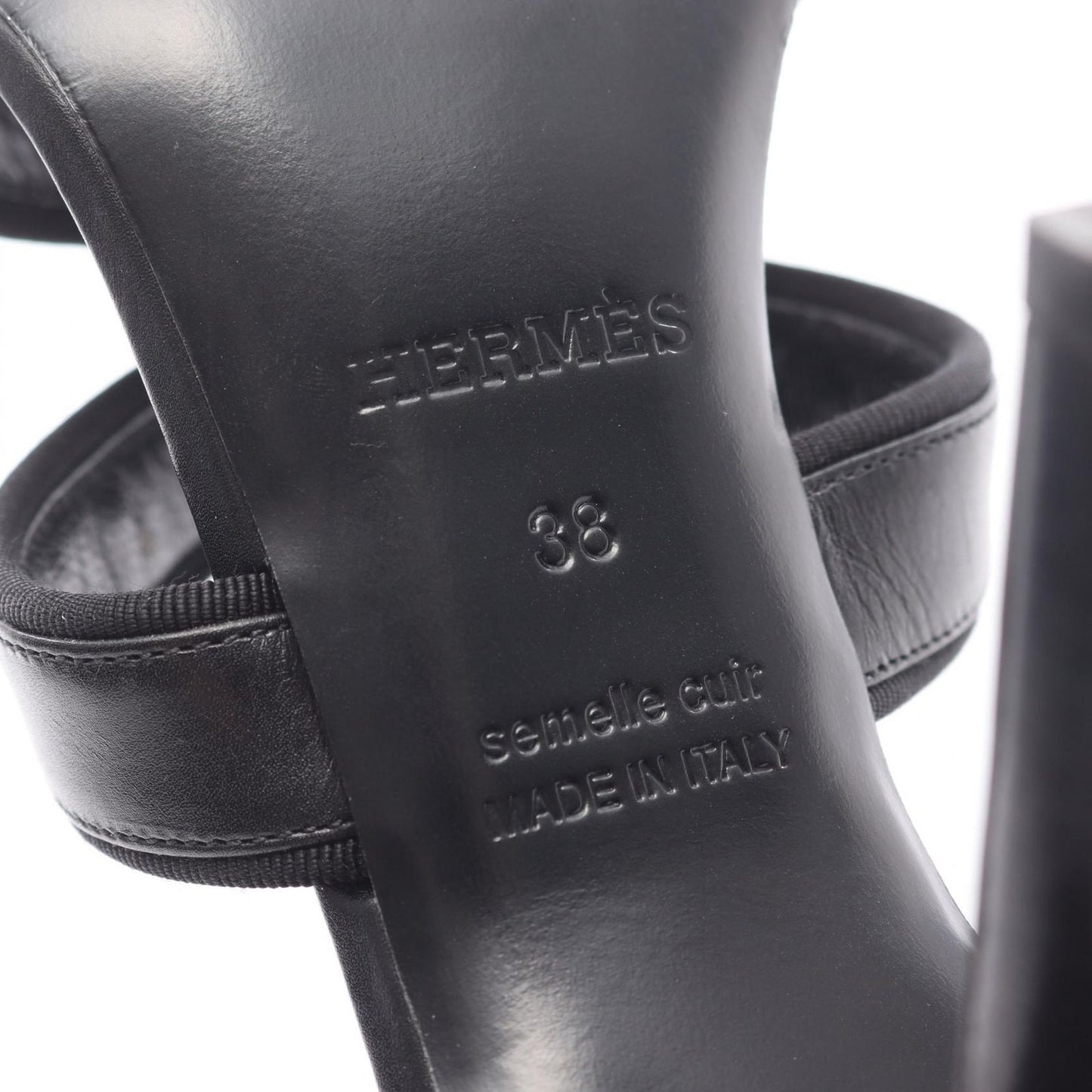 HERMES Collier de Chien Leather Sandals - Size 38 - Black