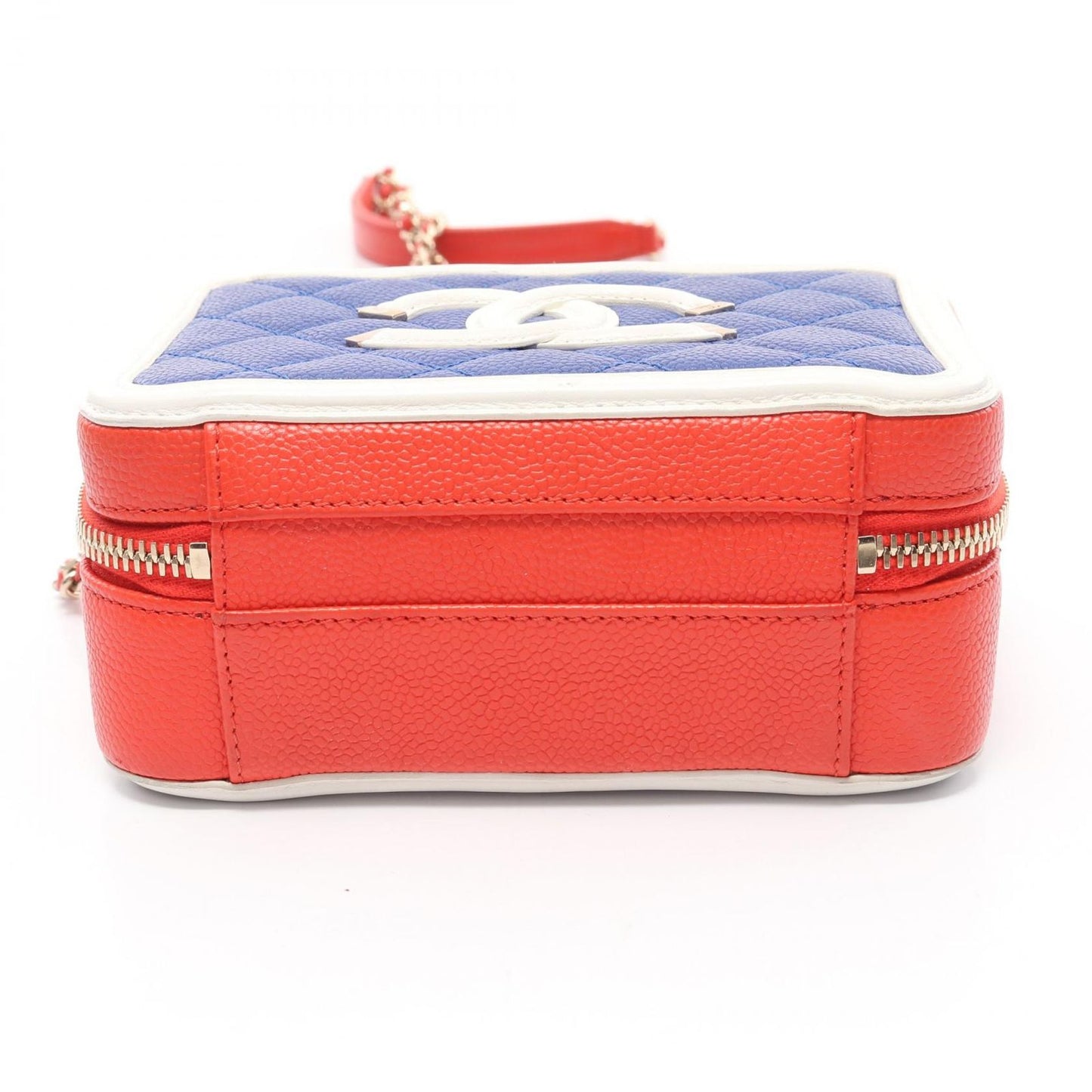 CHANEL CC Filigree Small Vanity Bag - Blue/White/Red Leather