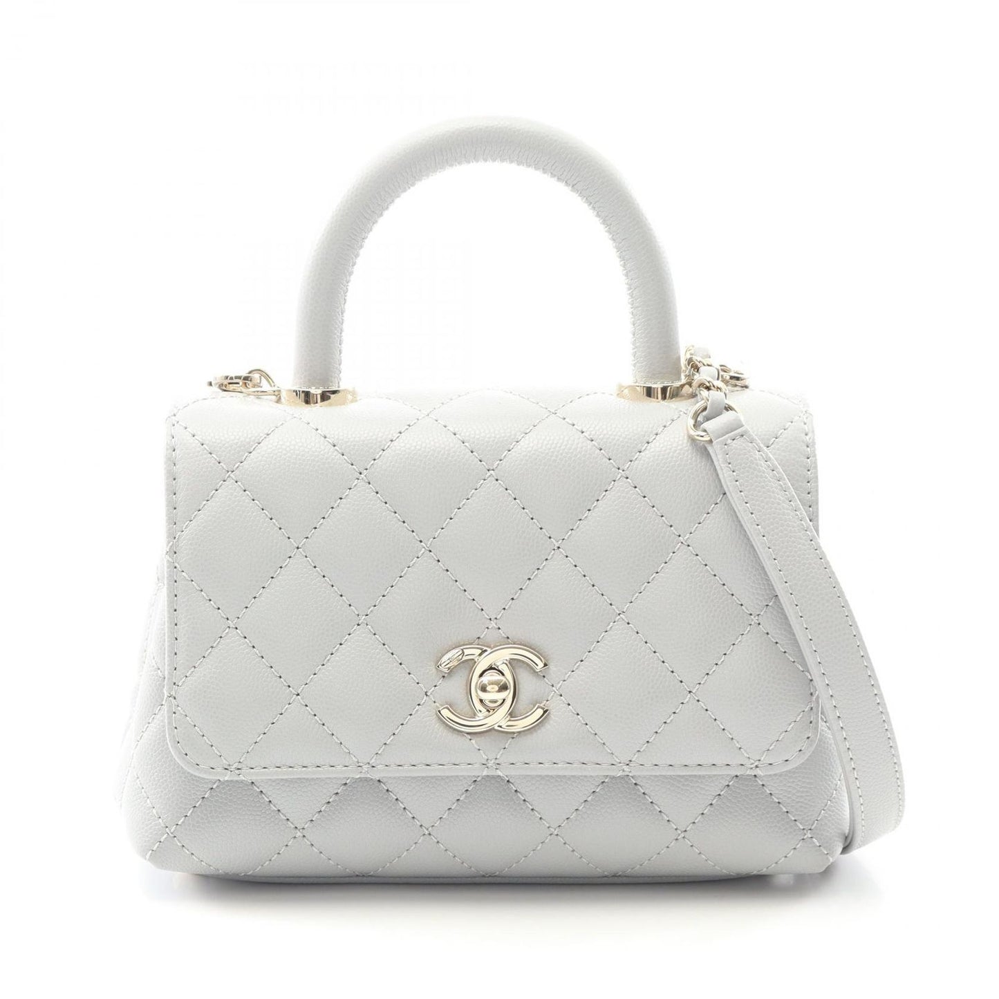 CHANEL Coco Handle XXS Handbag in Light Gray Caviar Leather